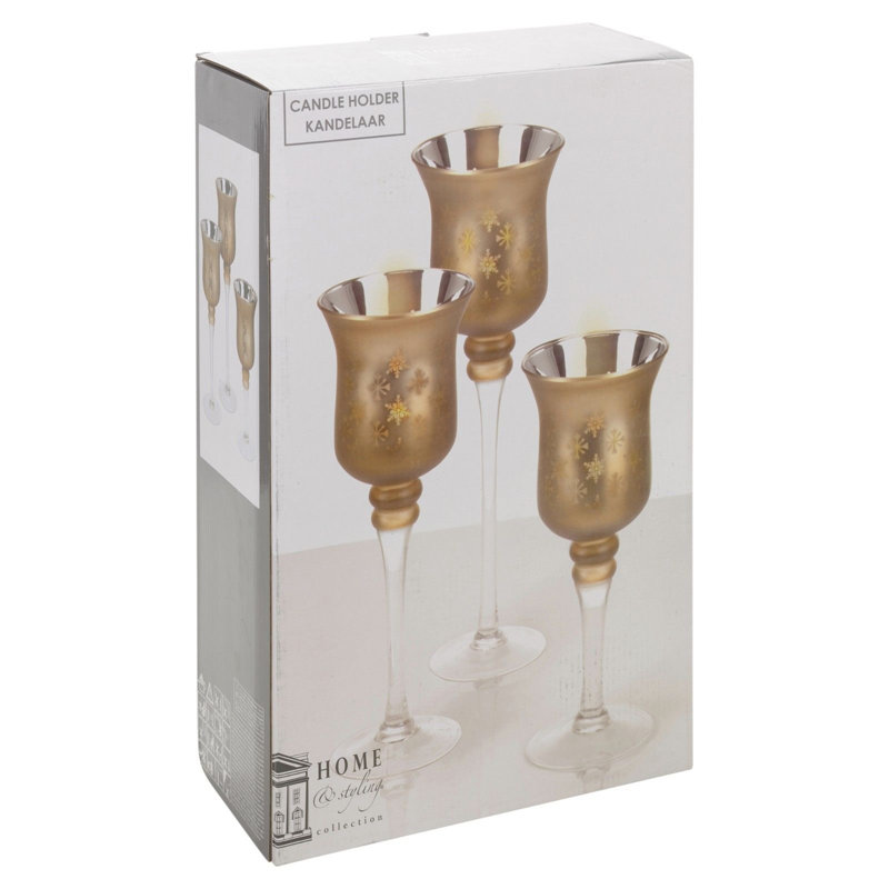 Glass Tabletop Hurricane with Candle Included, Gold