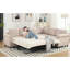 Canapé-lit beige, 6 places, éponge haute, meubles de chambre à coucher en forme de L modulaire, coussins amovibles, style-121098646