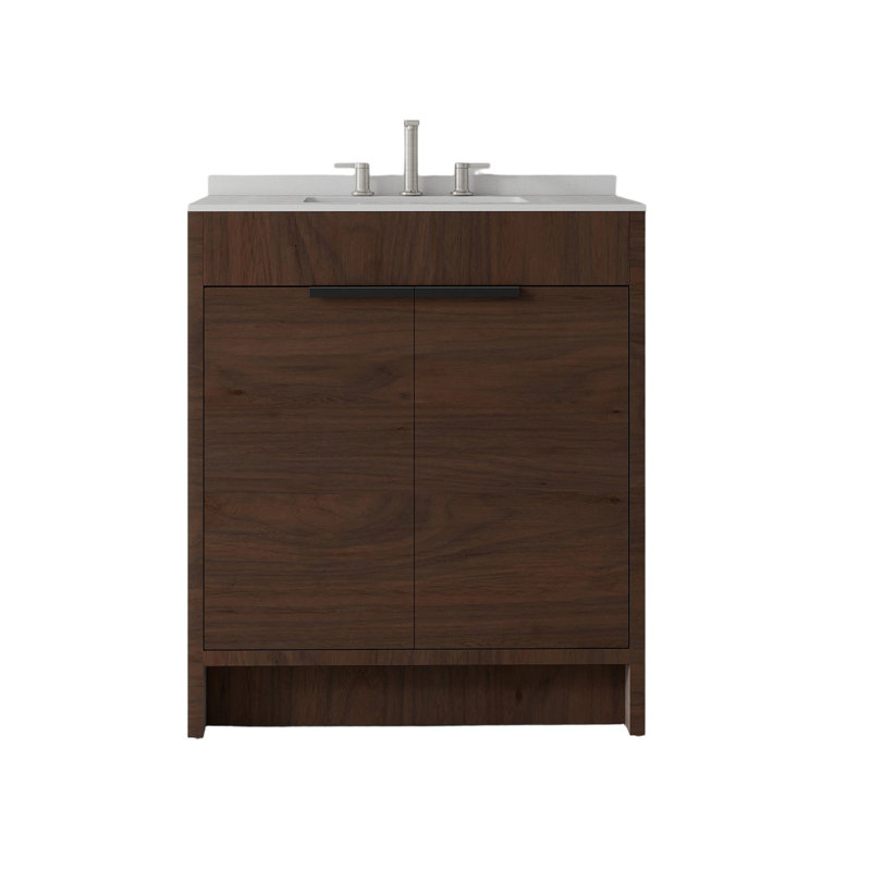Meuble-lavabo autoportant avec lavabo, Dark Brown, 30"