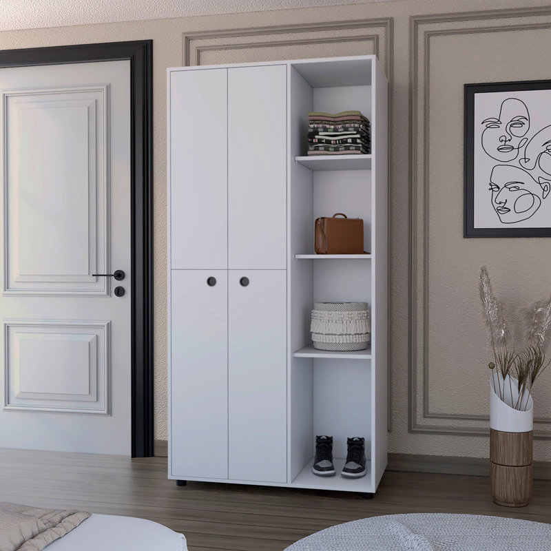 White 1-Drawer Armoire Closet, White