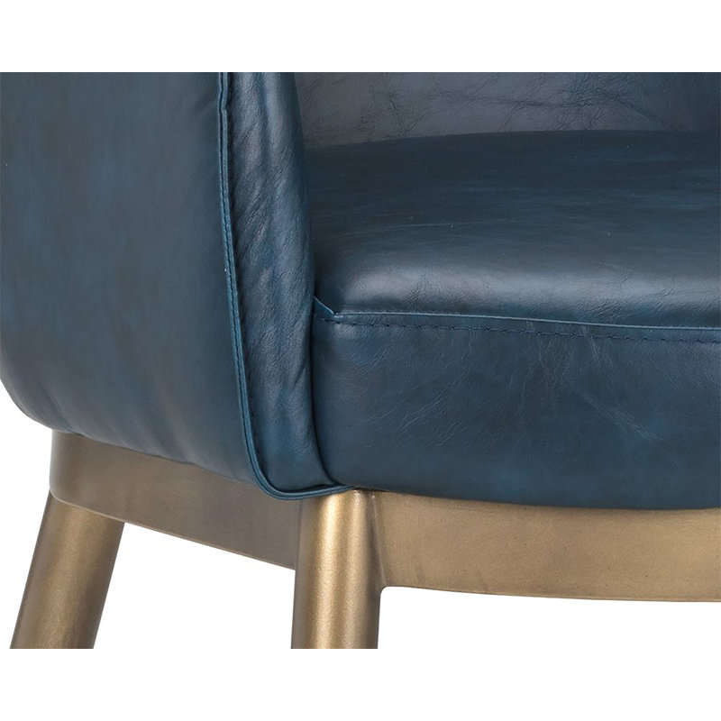 Irongate Franklin Upholstered Dining Chair, Navy Blue, Gold
