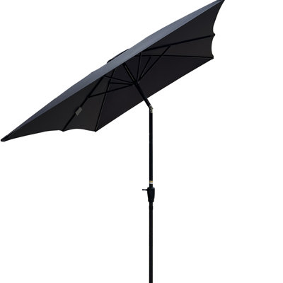 6X9ft Patio Umbrella Outdoor, Powder Coated Steel Frame With Water Canopy And Tilt 9X6ft Outdoor Umbrella, Protected Easy Crank For Pool Area