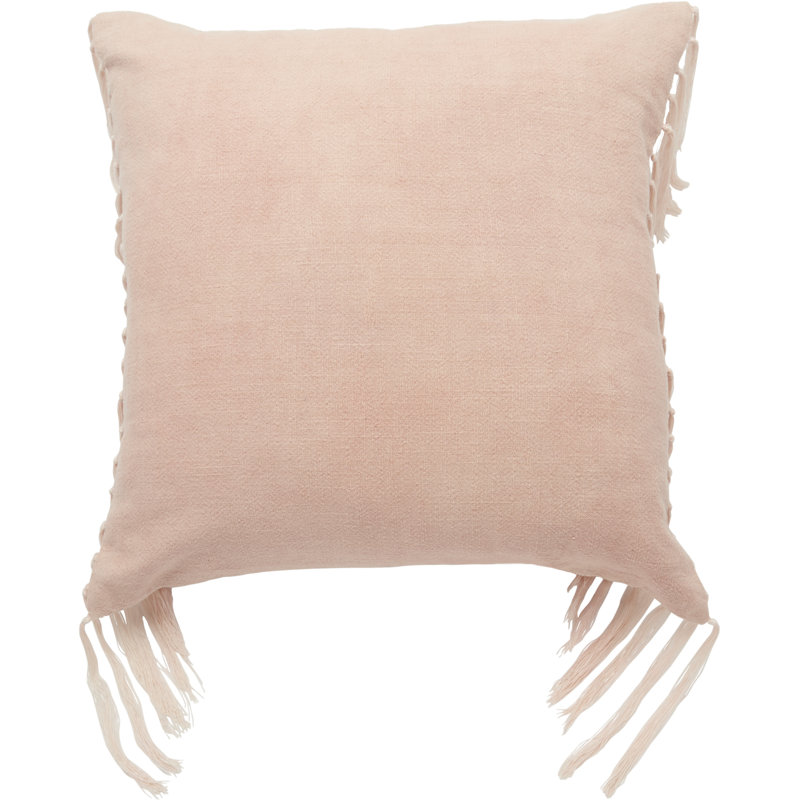 Fringed Cotton Reversible Throw Pillow