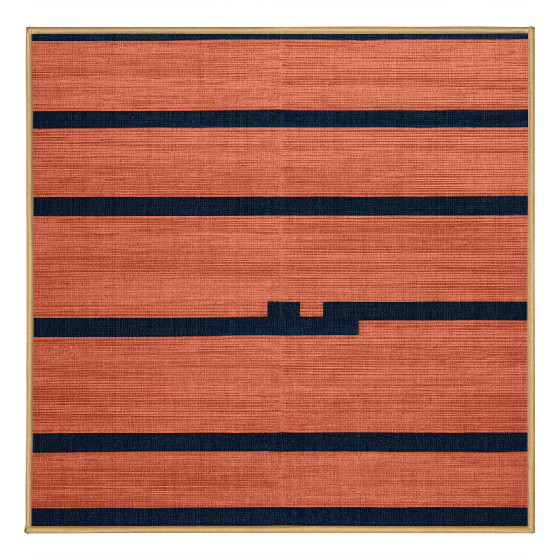 Machine Washable Horizontal Stripes Pink Area Rug, Square 4'