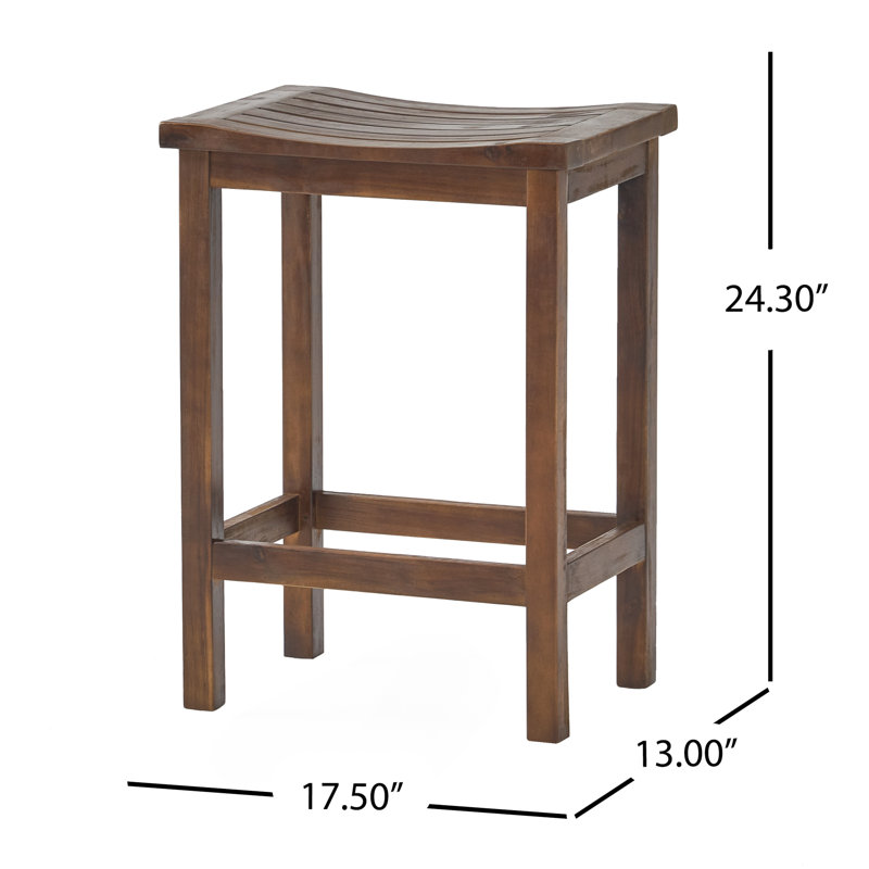  Tabourets de bar en bois, ensemble de 2, tabourets de comptoir à dossier sans siège pour cuisine et patio, teck
