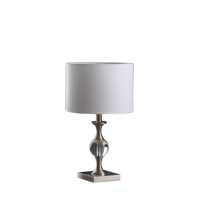19.75-inch Satin Nickel Solid Crystal Ball Metal Table Lamp (Silver)