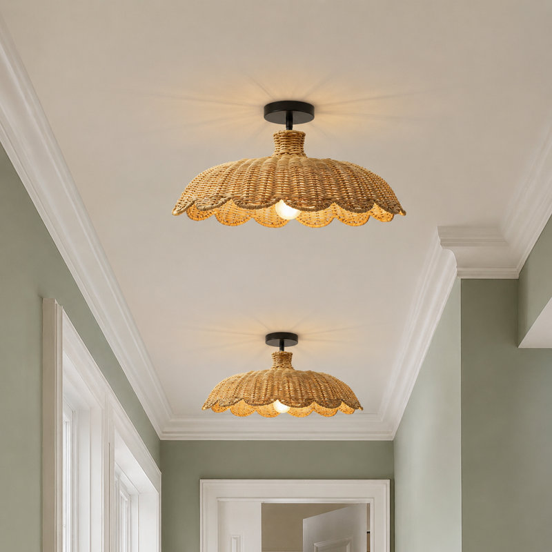 Plafonnier encastré Aurelia Rattan, Plafonnier encastré noir, 24 po de diamètre