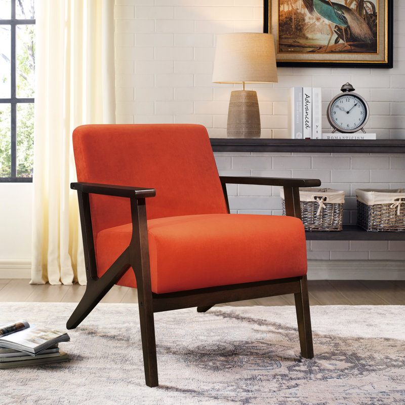 Chaise d'appoint Modern Home avec rembourrage en mousse et ressorts ensachés, ressorts en tissu d'ameublement orange, Orange