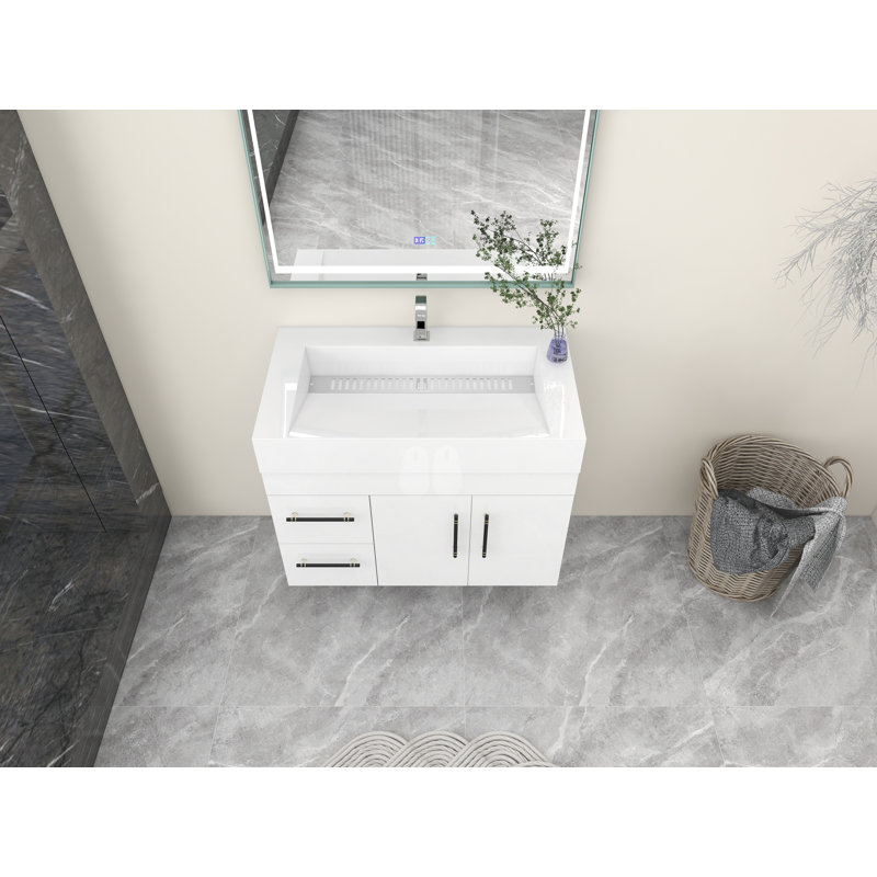 Base de meuble-lavabo simple 36 po seulement, Blanc ultrabrillant