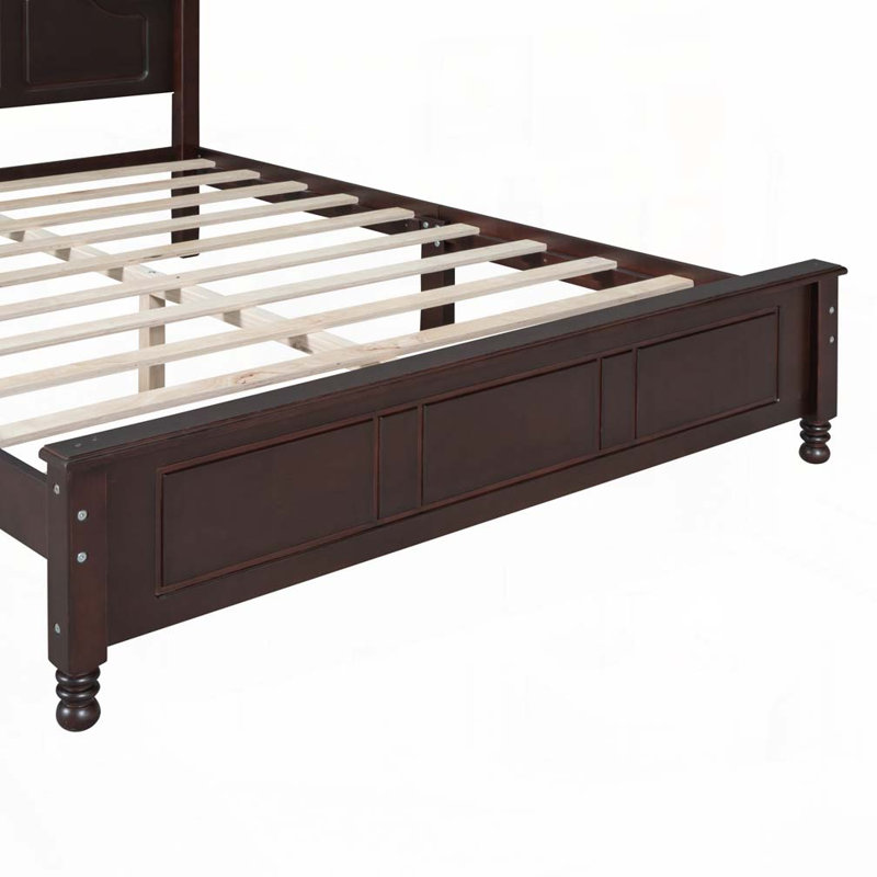 Retro Style Platform Bed, Black, Queen