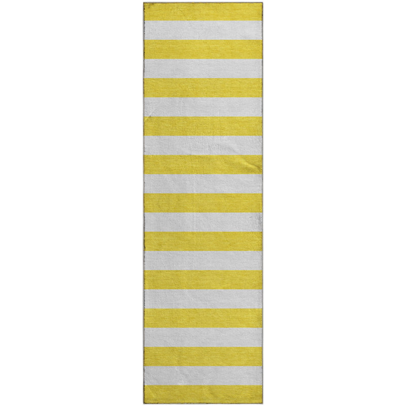 Premium Machine Washable Cerrito AMF528 Yellow Rug, Runner 2'3" x 7'6"