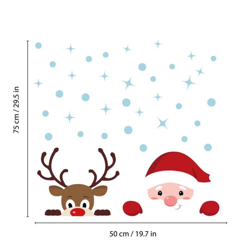 Peeking Santa and Rudolph Christmas Wall Sticker