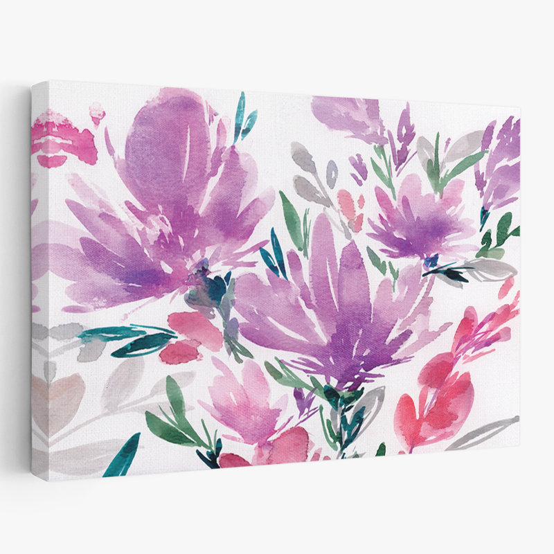 Plantes, fleurs, abstrait, paysage, nature, art mural violacé, H 16 po x l 24 po