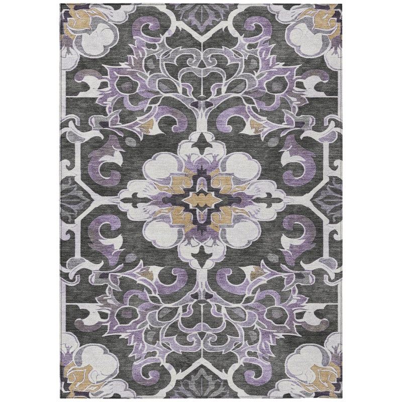 Machine Washable Indoor/Outdoor Xhevrie Purple Rug, Rectangle 10' x 14'