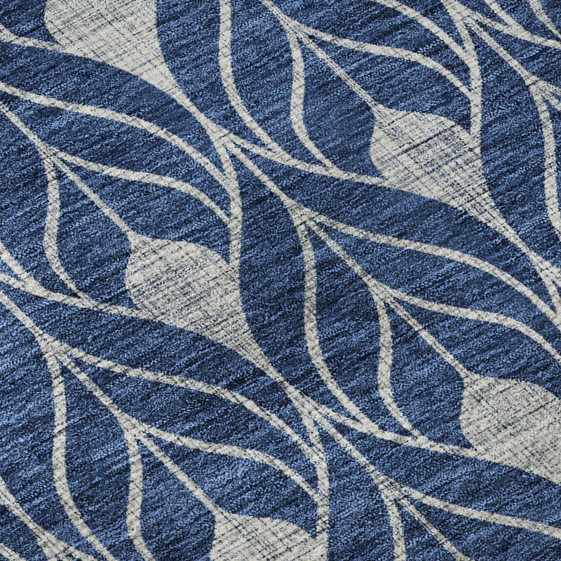 Premium Machine Washable Prisco Navy Rug, Rectangle 5' x 7'6"