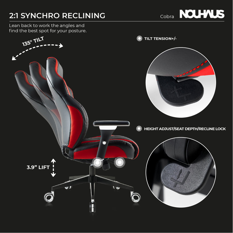 Fauteuil de bureau Nouhaus Cobra, Rouge / noir