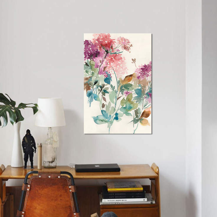 « doux hortensia ii », reproduction sur toile, H 12 po x l 8 po x P 0,75 po