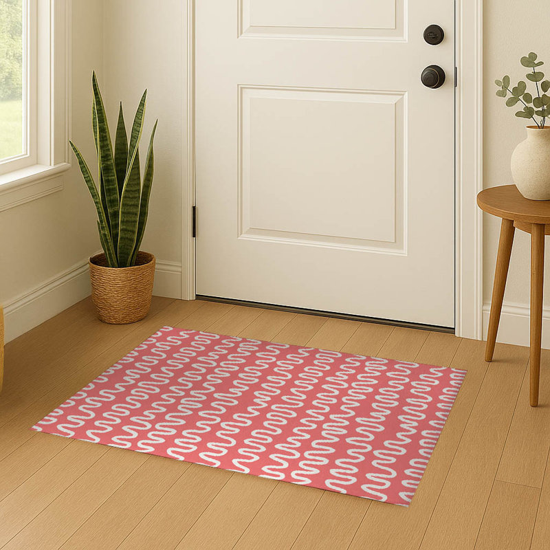 Wiggle Stripe Indoor Doormat, Dusty Rose, 60" W x 36" L