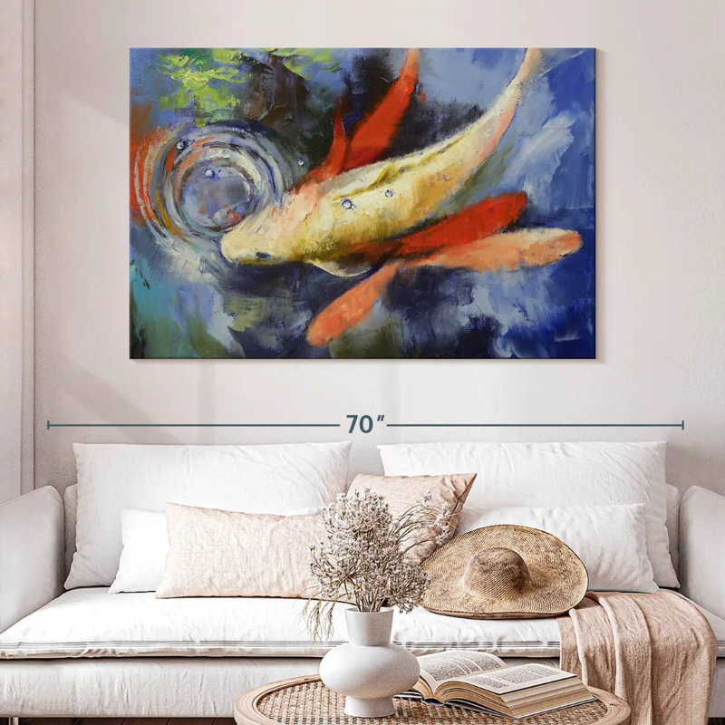 Koi et ondulations de l'eau, H 34 po x l 51 po