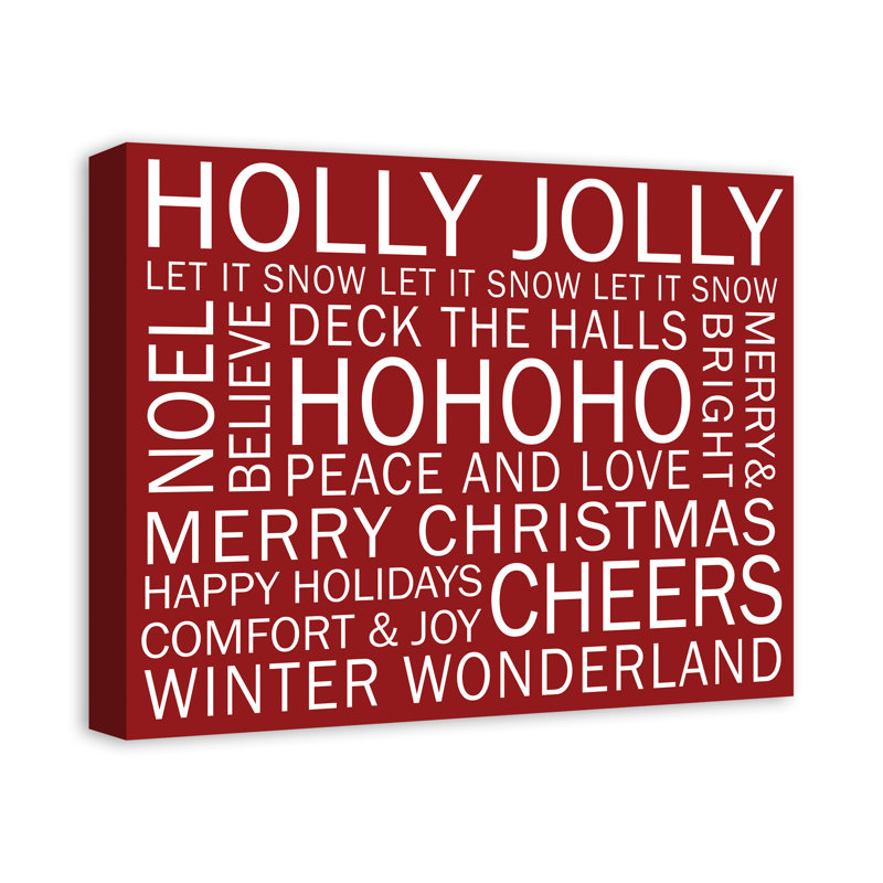 «Christmas Sayings», impression sur toile tendue, H 16 po x l 20 po x P 1,25 po, Rouge