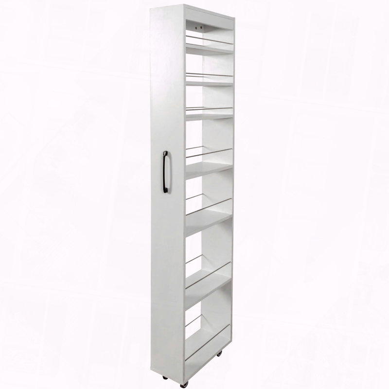 Multi Tier Pull Out Storage Shelf Narrow Space Adjustable Height Anti Fall Design, White