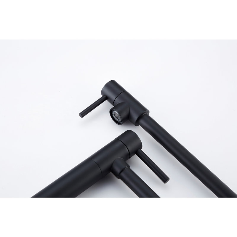 Matte Black Brass Pot Filler Faucet - 360 Rotation And Foldable, Double Handles For Steady Water Discharge, Special Surface Treatment Corrosion Oxidation Resistance To