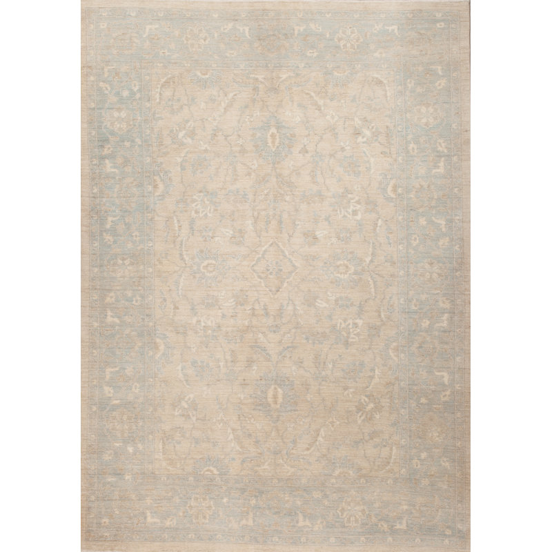 Tapis unique en laine noué à la main de 6 pi x 8 pi beige / gris