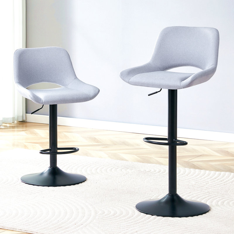 Ensemble de 2 tabourets de bar réglables Modern Modern, tissu en lin gris clair, peut supporter jusqu'à 250 lb