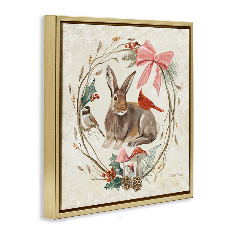 Cadre flottant Woodland Rabbit, H 18 po x l 18 po, Cadre flottant métallique doré