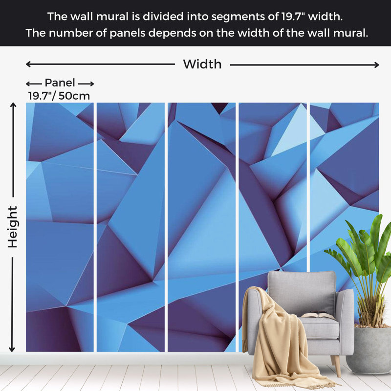 Papier peint à motif géométrique traditionnel Ammundsen, Bleu royal, L 41 po x l 59 po