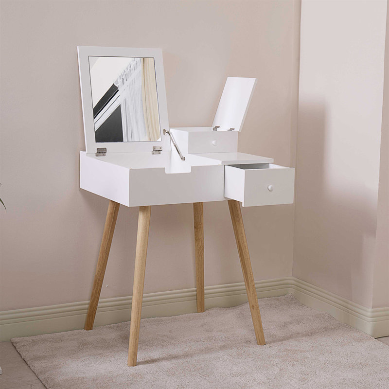 Coiffeuse en bois massif avec miroir Geromie