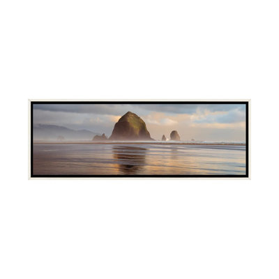 Cannon Beach Sunset - Oregon Coast Seascape Panorama - Wall Art Print - Framed Canvas
