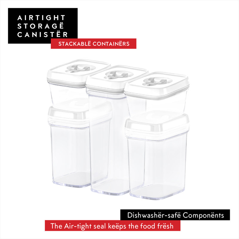 Ensemble de contenants hermétiques pour aliments avec couvercles, Blanc