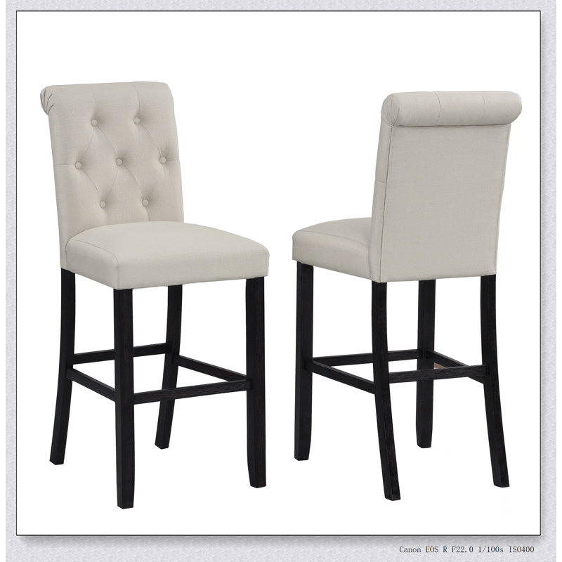 Tabouret de bar en bois massif Leviton, ensemble de 2, Tanné