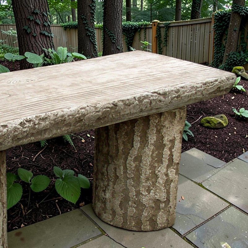 Banc Ponderosa en pierre reconstituée - Banc de jardin extérieur