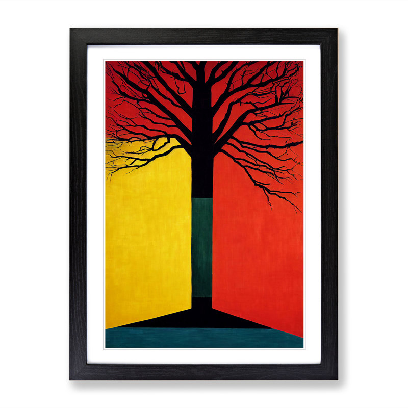 Abstract Tree No.1 - Single Picture Frame Print, 64cm H x 46cm W x 2cm D, Black Framed