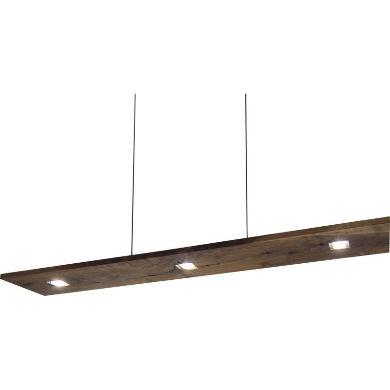 Vix Dimmable LED Pendant, 2700K, Dark Stained Walnut, 0.75" H x 48" W x 8" D