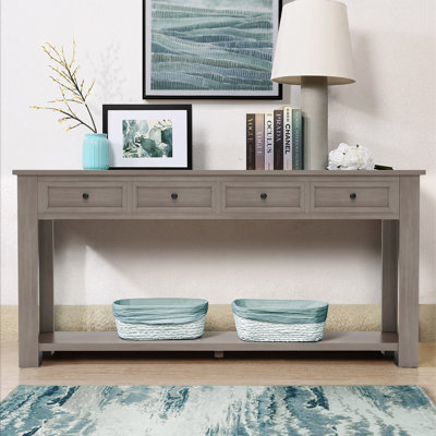 Desinae 63" Console Table Sofa Table with Storage Drawers and Bottom Shelf for Entryway Hallway