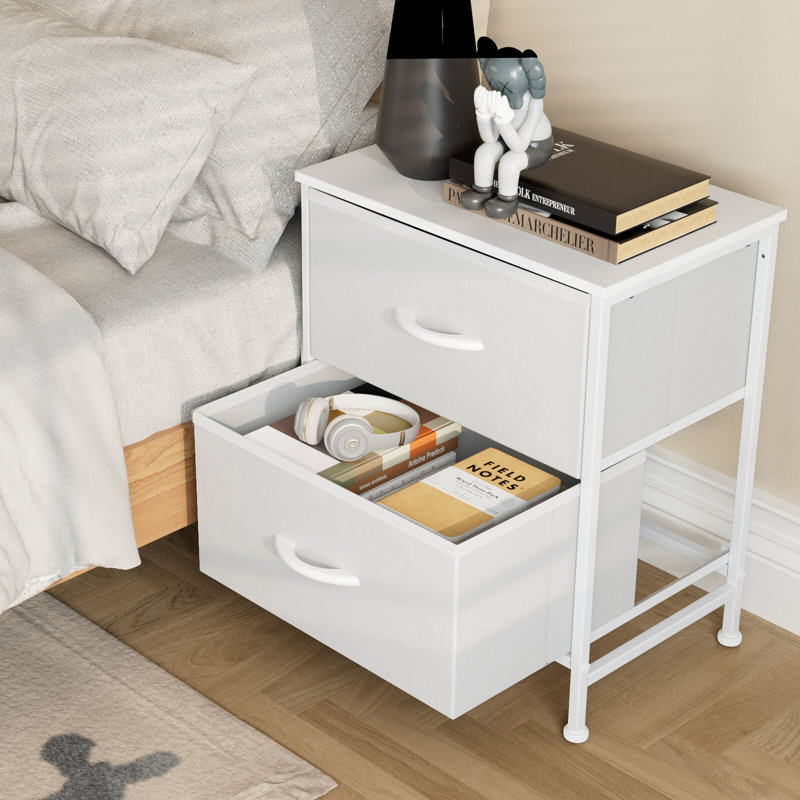 Table de chevet 2 tiroirs Jaece, Blanc, Individuel