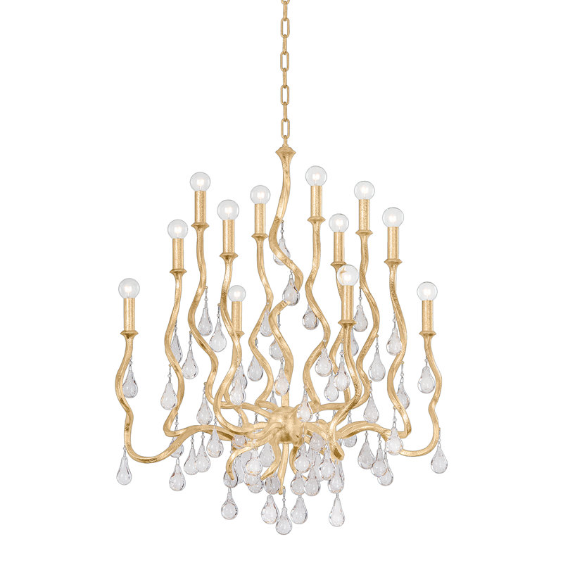 Lustre en cristal 33,25 po Aveline, Feuille d’or