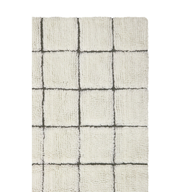 Mosaic Wool Geometric Area Rug in Beige, Rectangle 5'7" x 7'10"