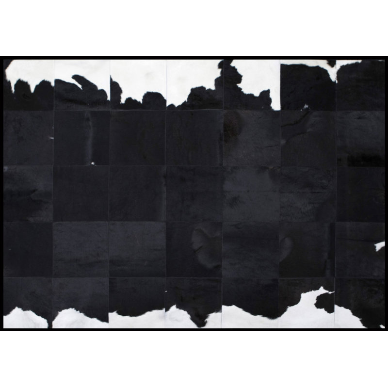 Cowhide Abstract Area Rug, Rectangle 5'2" x 5'3"