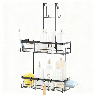 Over the Door Shower Caddy Hanging, (Black)