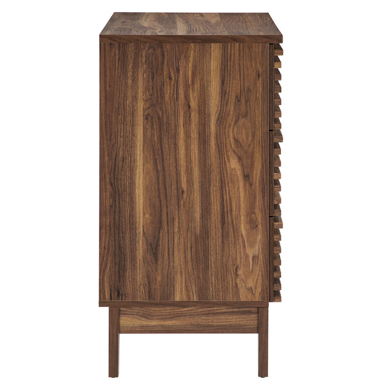 Walnut Wood Grain Large 3-Drawer Nightstand