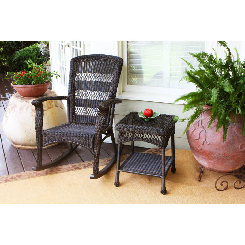 Portside Dark Roast Wicker Outdoor Rocking Chair with Cushions