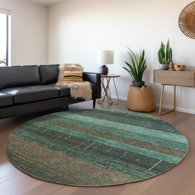 Tembira Teal Washable Indoor-Outdoor Rug - , 8' x 8'