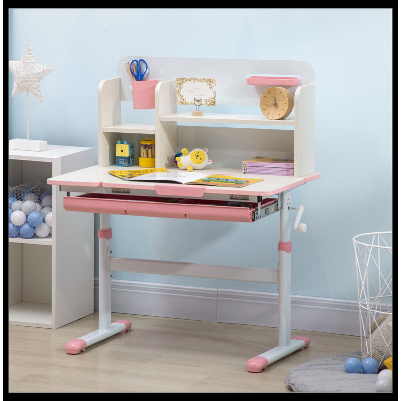 Anitha Adjustable Metal Base Writing Desk, Pink
