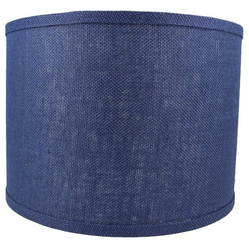 Ganya Burlap Drum Lamp Shade, Navy Blue, 10" H x 14" W x 14" D