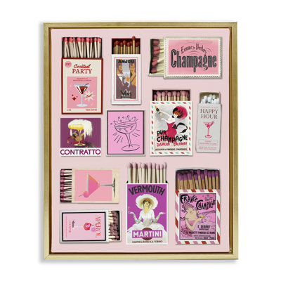 Champagne & Cocktail Matchboxes Floating Frame, design by CAD Designs