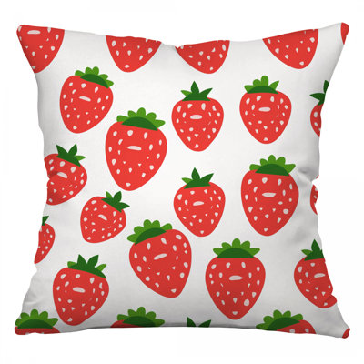 Strawberry Throw Pillow, Fruit Cotton Twill Pillows